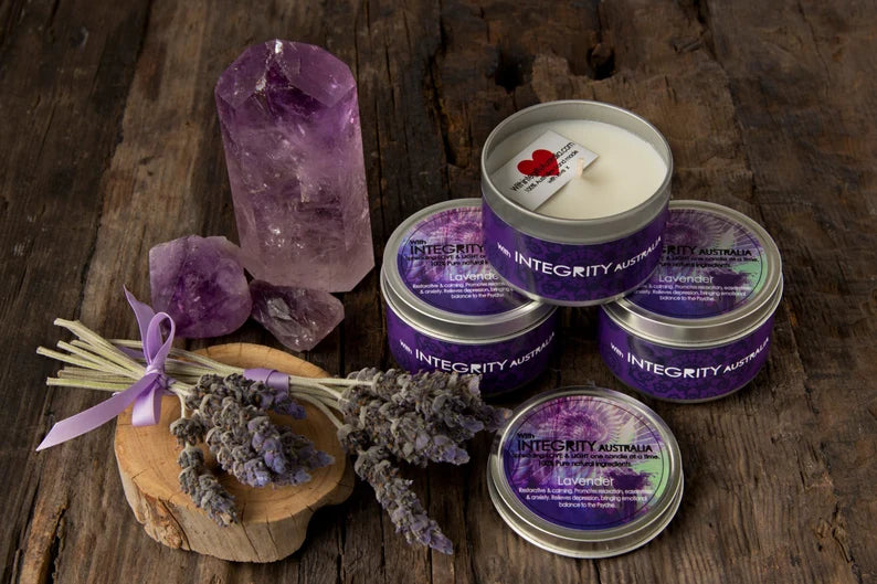 Lavender Scented Soy Wax Candle in Decorative Tin