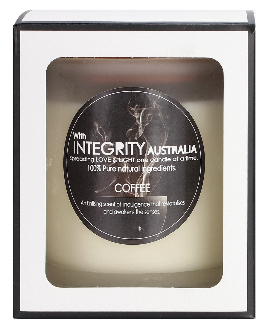 Coffee Scented (XL Frosted Glass w/Wooden Lid).